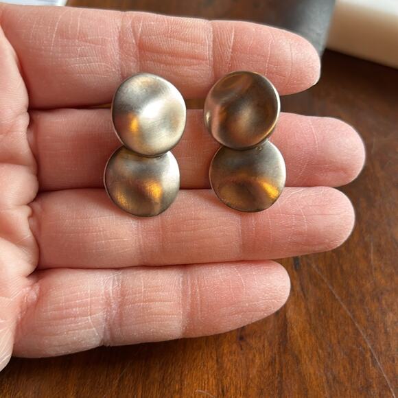 Vintage Maxine Denver Earrings #83 Silver tone Hammered Polished - Picture 2 of 5